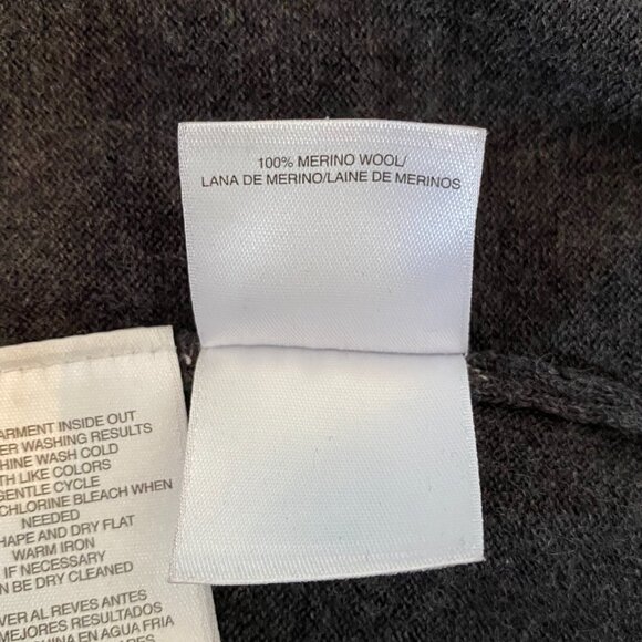 Jones New York 100% Merino Wool Charcoal Grey Turtleneck Sweater Thin Knit - Picture 12 of 12